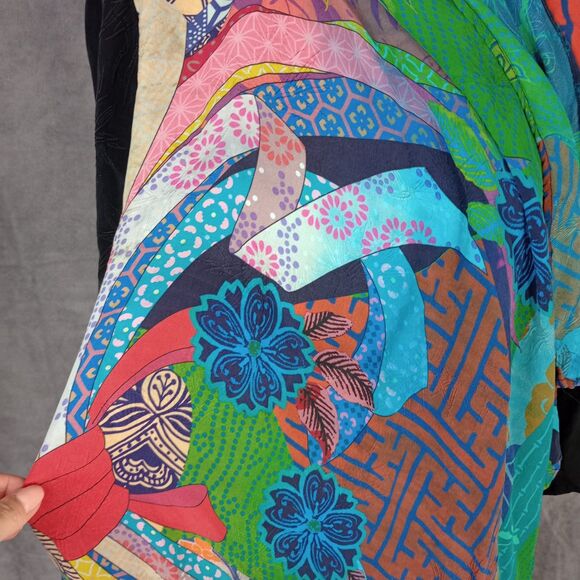 Citron Santa Monica Women's Open Front Cardigan Art Inspired Black Floral M - Picture 3 of 13